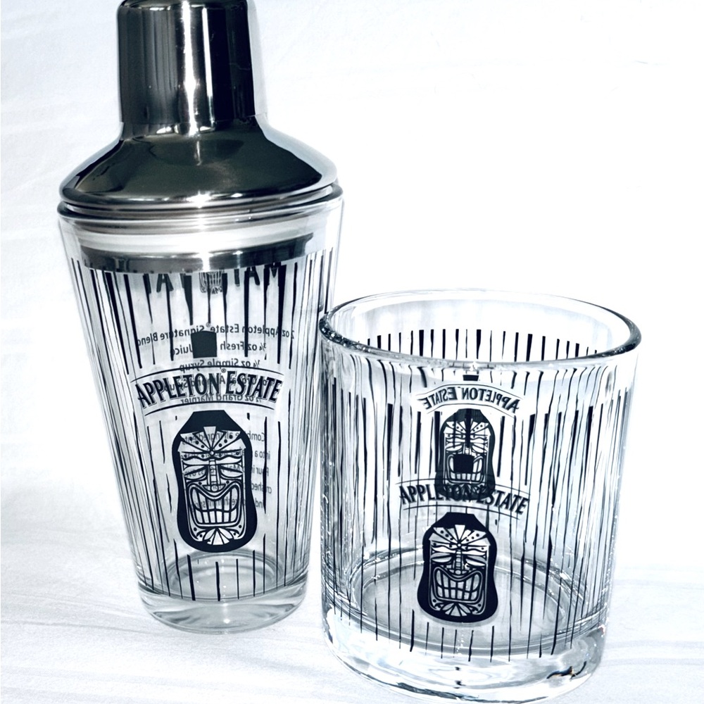 Appleton Estate Rum Tiki Mai Tai Mini Cocktail Shaker & Lowball Glass Set